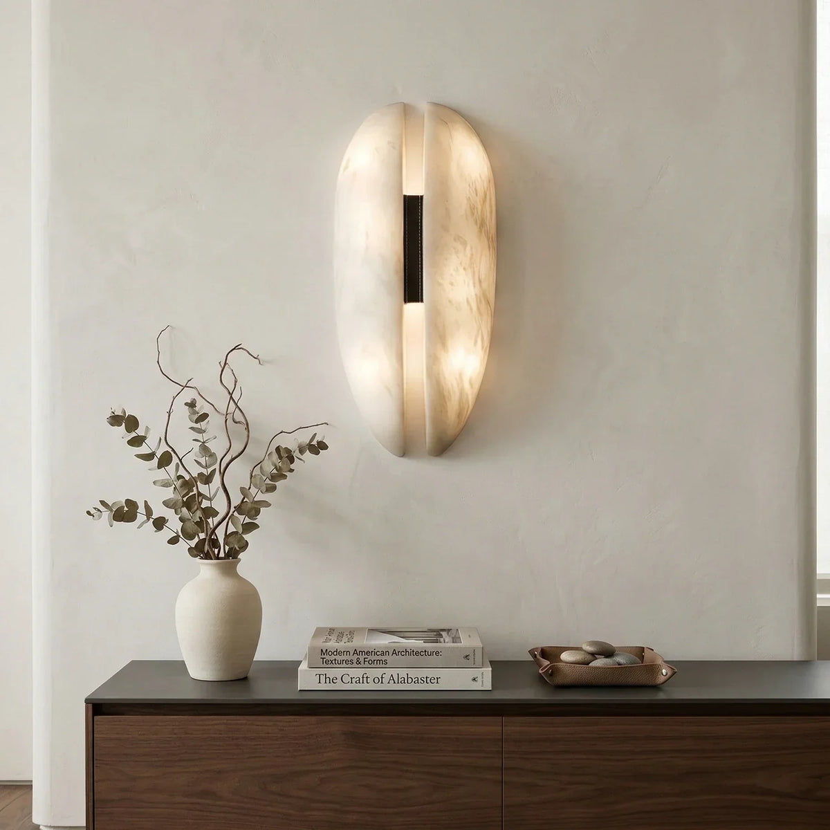 Veil Wall Light in alabaster for Hallway by AUVIELIGHT