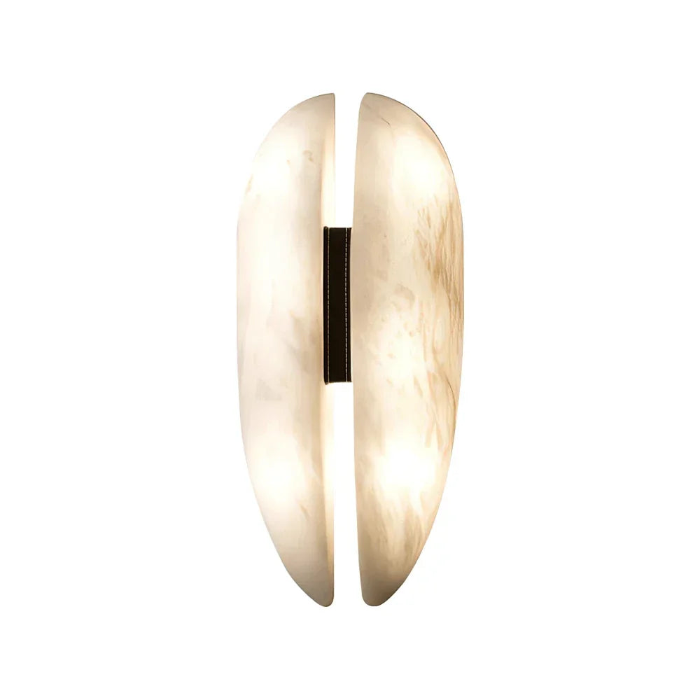 Veil Wall Light in alabaster for Hallway by AUVIELIGHT, ∅ 7.3″ x H 14.2″ / Dia 18.5cm x H 36cm / White / Warm Light and 1 other sizes