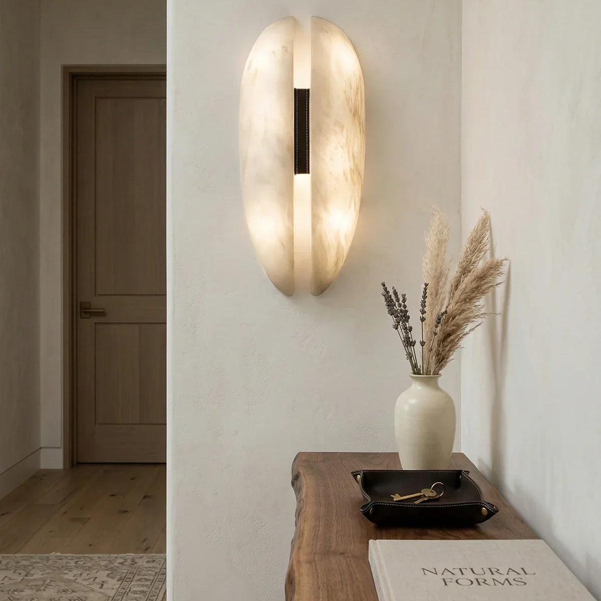 Veil Wall Light in alabaster for Hallway by AUVIELIGHT