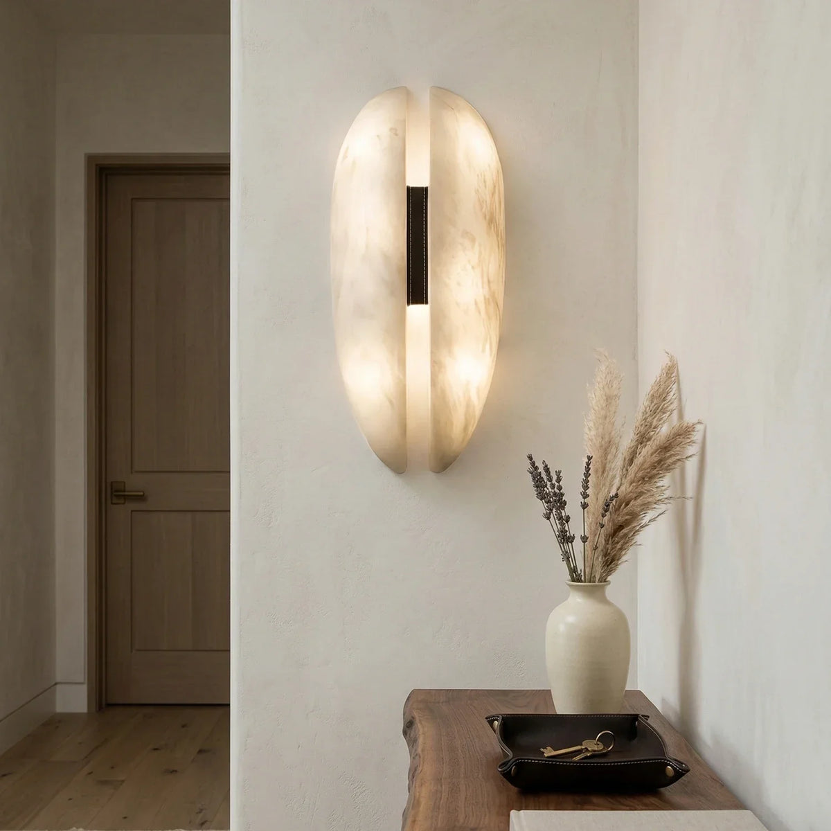 Veil Wall Light in alabaster for Hallway by AUVIELIGHT