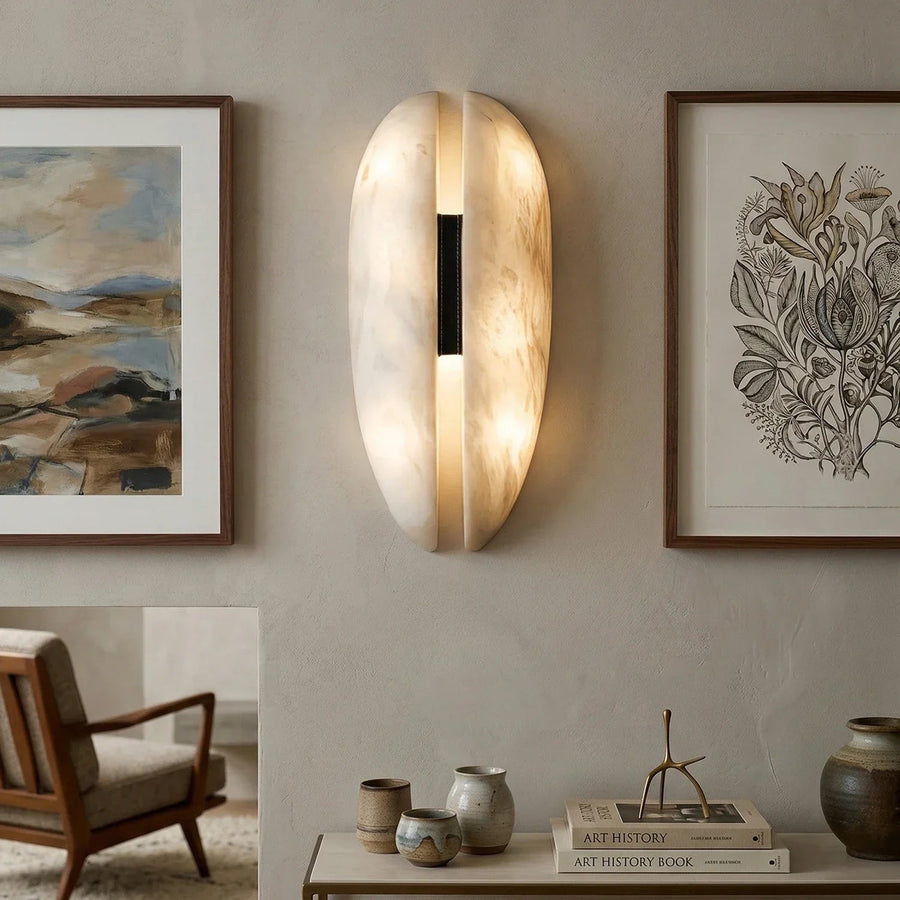 Veil Wall Light in alabaster for Hallway by AUVIELIGHT