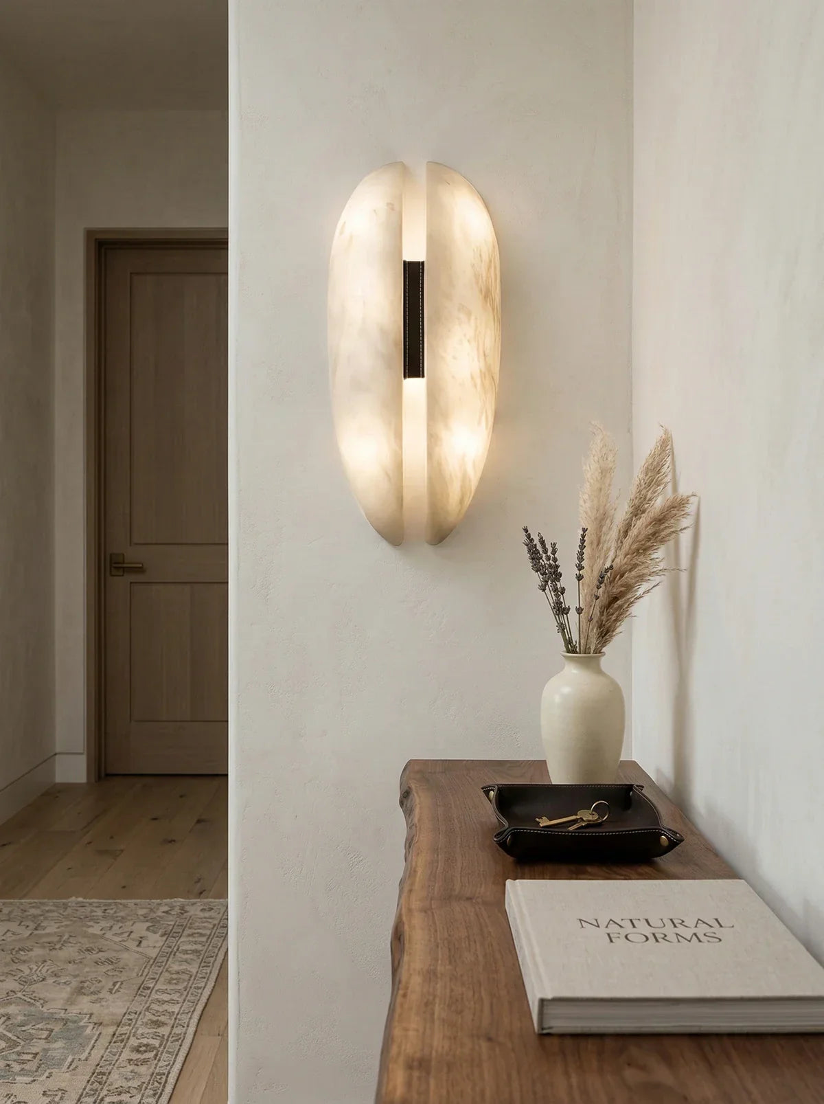 Veil Wall Light in alabaster for Hallway by AUVIELIGHT