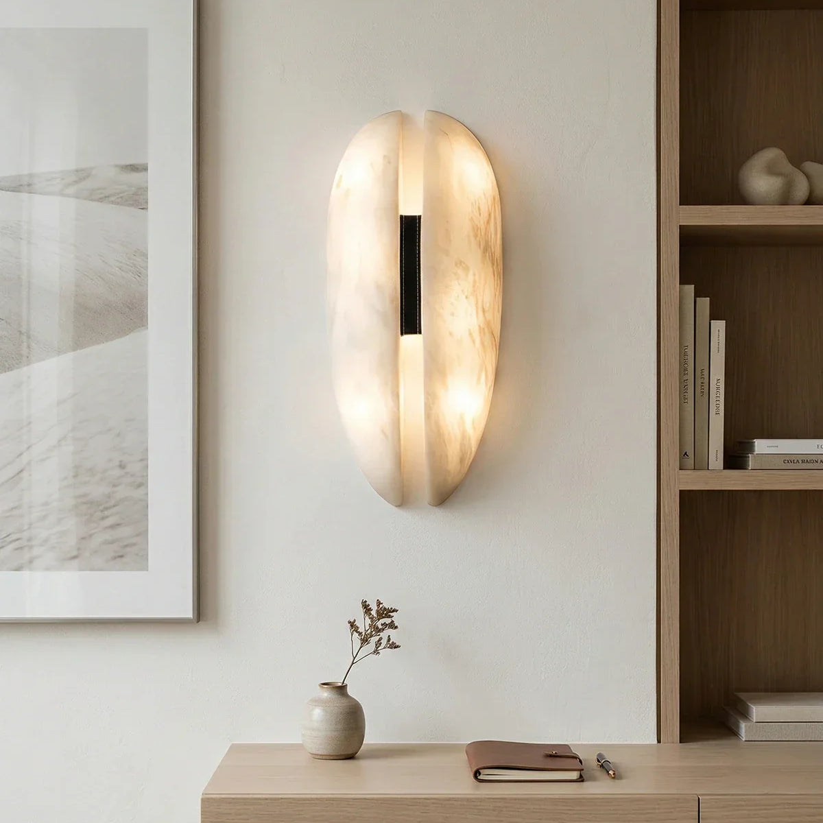 Veil Wall Light in alabaster for Hallway by AUVIELIGHT