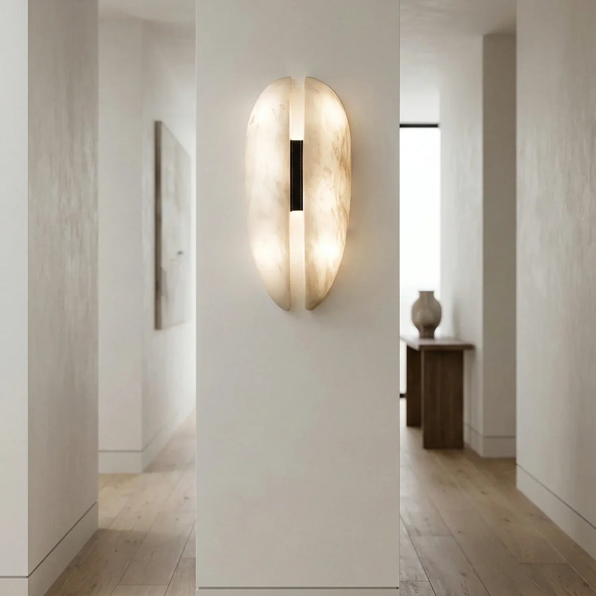 Veil Wall Light in alabaster for Hallway by AUVIELIGHT
