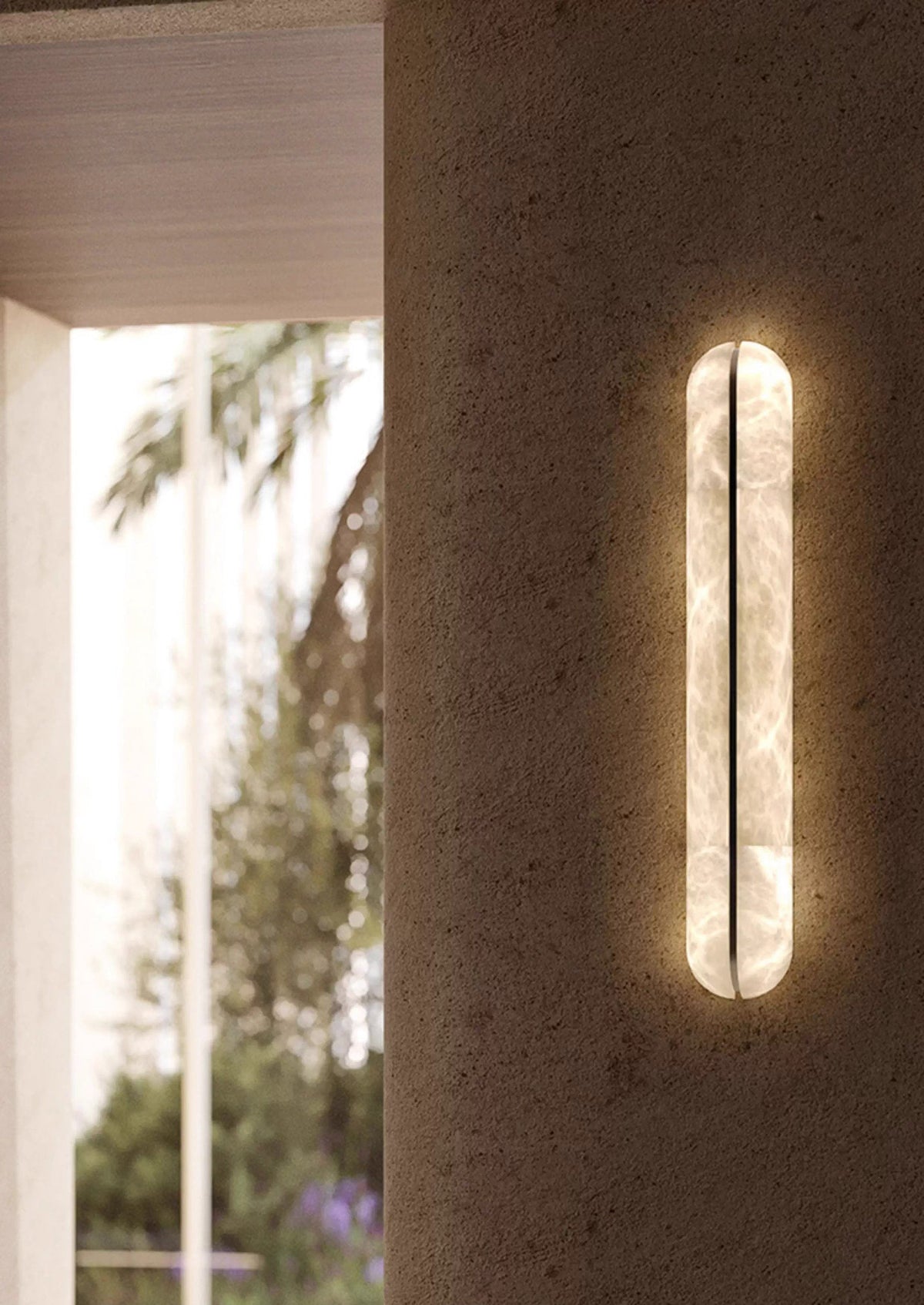 Vertical Wall Sconce in alabaster for Hallway by AUVIELIGHT
