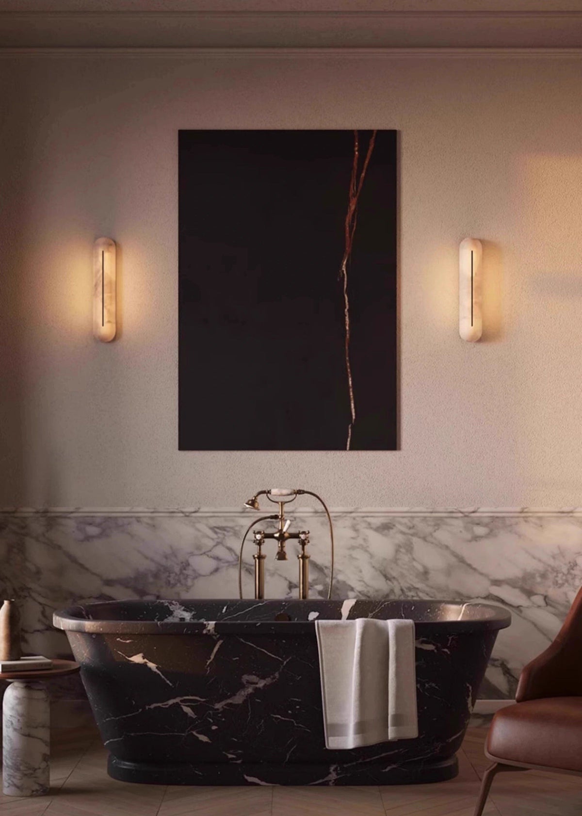 Vertical Wall Sconce in alabaster for Hallway by AUVIELIGHT