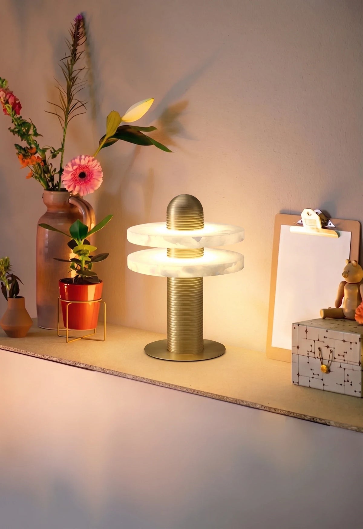 Column Lamp in alabaster for Living Room by AUVIELIGHT