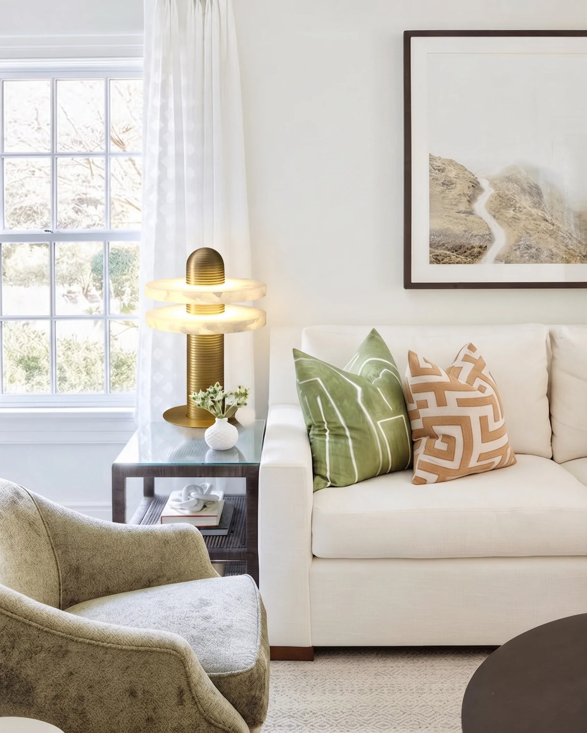 Column Lamp in alabaster for Living Room by AUVIELIGHT