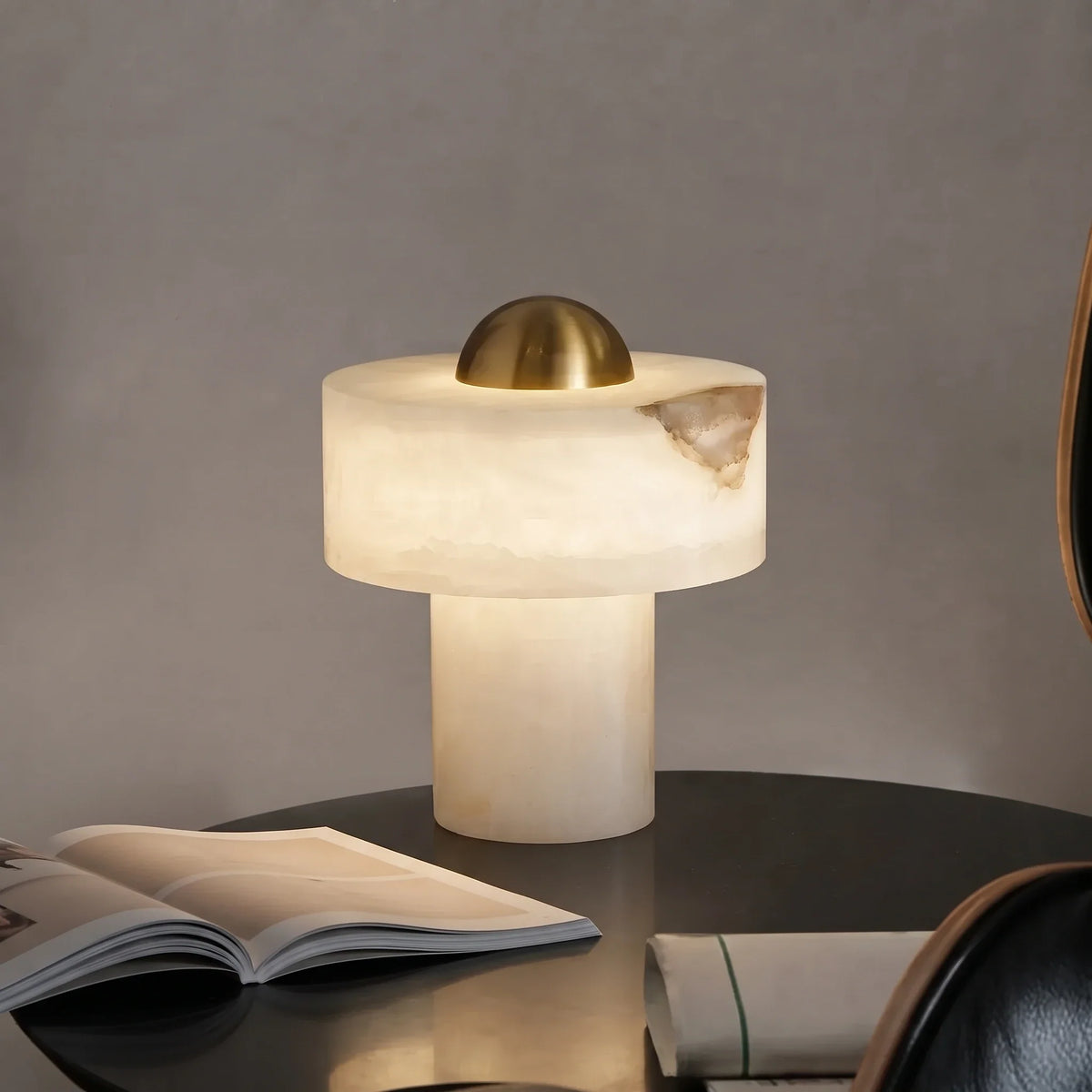 Dome Table Lamp in alabaster for Living Room by AUVIELIGHT