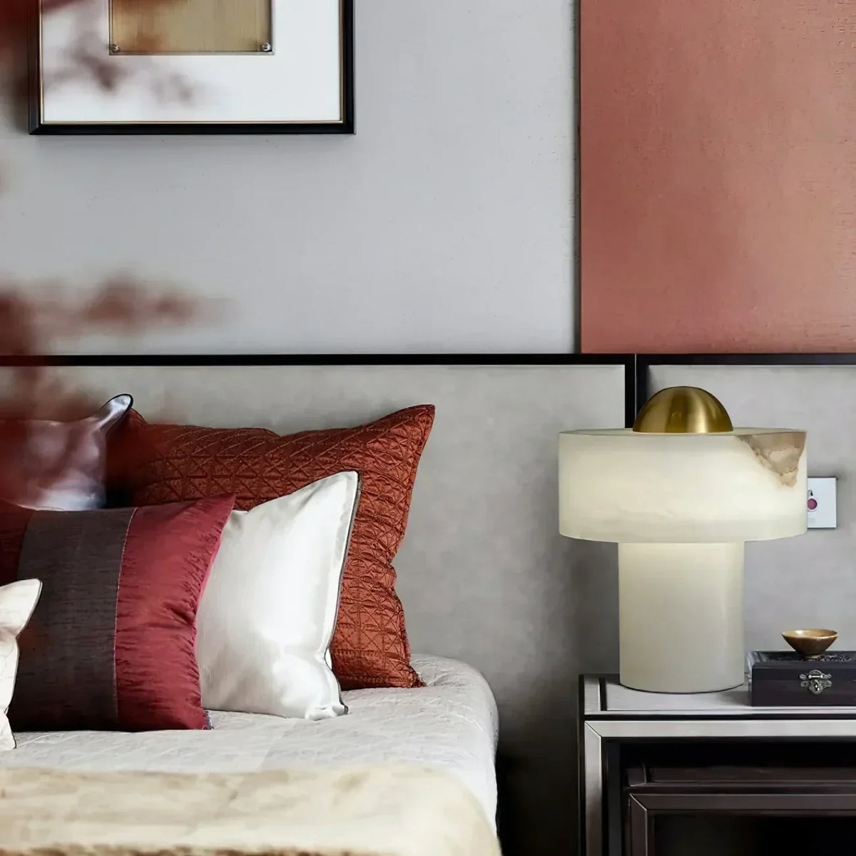 Dome Table Lamp in alabaster for Living Room by AUVIELIGHT
