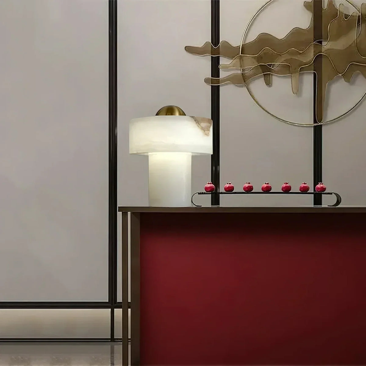 Dome Table Lamp in alabaster for Living Room by AUVIELIGHT