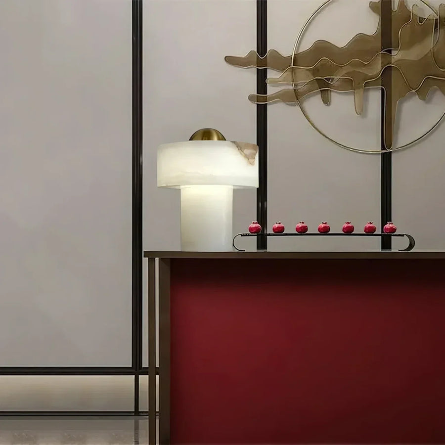 Dome Table Lamp in alabaster for Living Room by AUVIELIGHT
