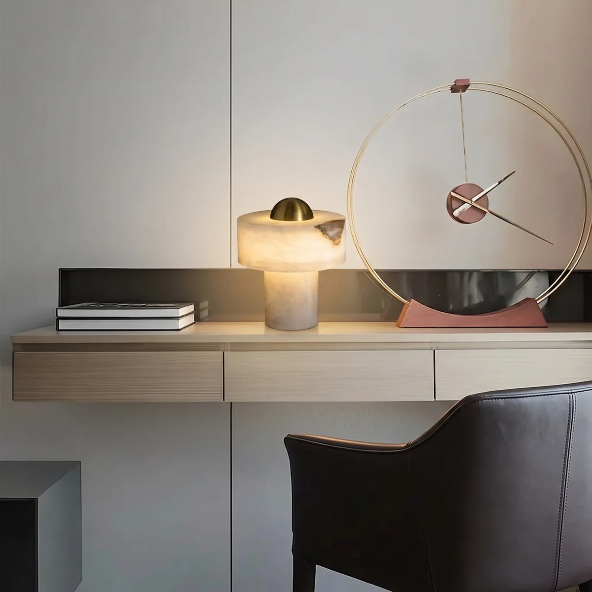 Dome Table Lamp in alabaster for Living Room by AUVIELIGHT