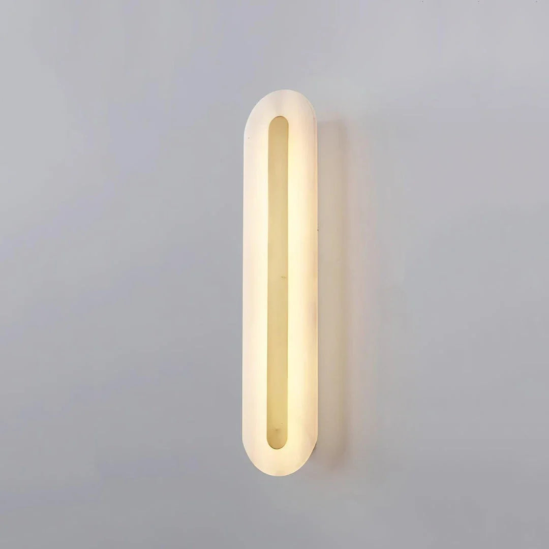 Linear Wall Sconce in alabaster for Hallway by AUVIELIGHT, ∅ 5.5" x H 23.6" / Dia 14cm x H 60cm / Colour / Warm Light
