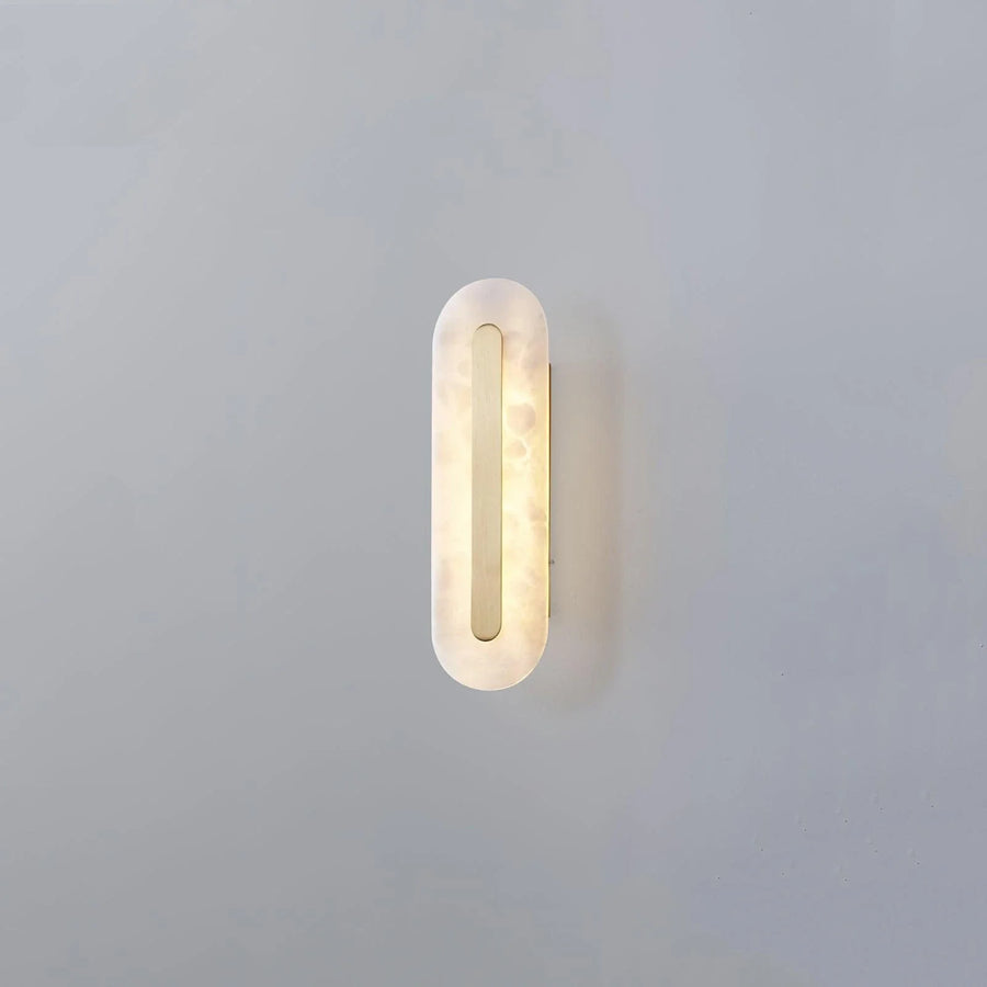 Linear Wall Sconce in alabaster for Hallway by AUVIELIGHT, ∅ 4.3" x H 13.8" / Dia 11cm x H 35cm / Colour / Warm Light