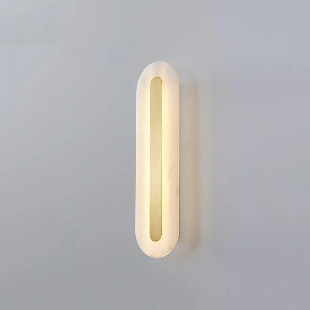 Linear Wall Sconce in alabaster for Hallway by AUVIELIGHT, ∅ 5.5" x H 19.7" / Dia 14cm x H 50cm / Colour / Warm Light