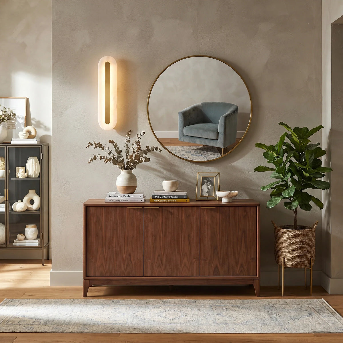 Linear Wall Sconce in alabaster for Hallway by AUVIELIGHT
