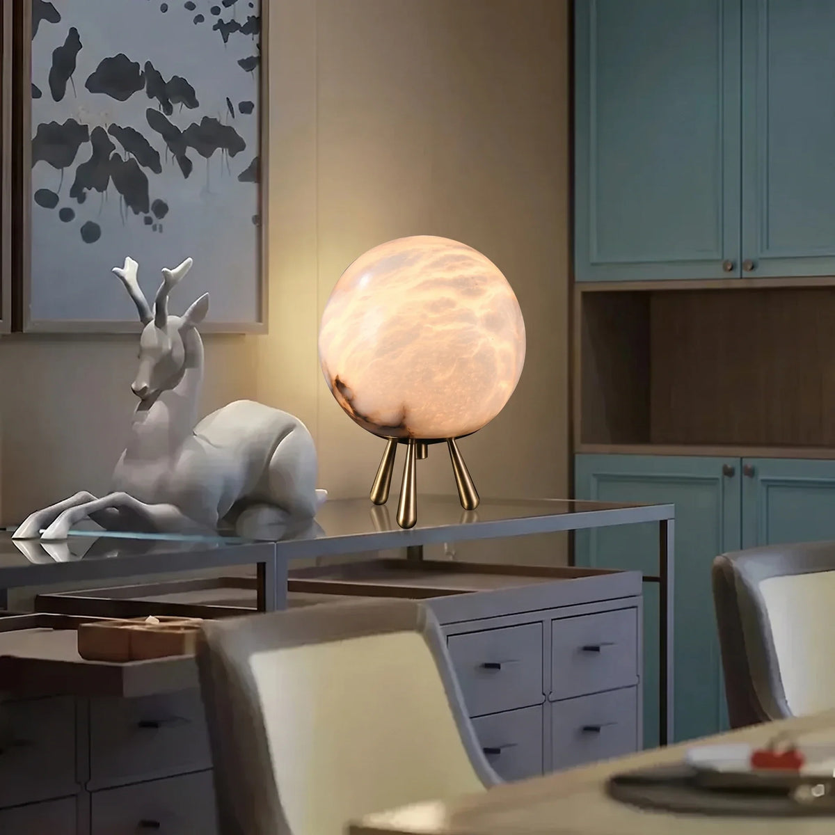 Tripod Lamp in alabaster for Living Room by AUVIELIGHT