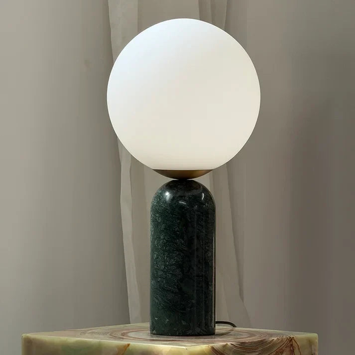 Column Globe Table Lamp in alabaster for Living Room by AUVIELIGHT, D 15cm x H 40cm / ∅ 6″ x H 15.8″ / Green / AU plug and 3 other sizes