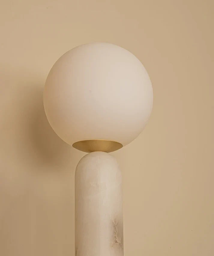 Column Globe Table Lamp in alabaster for Living Room by AUVIELIGHT