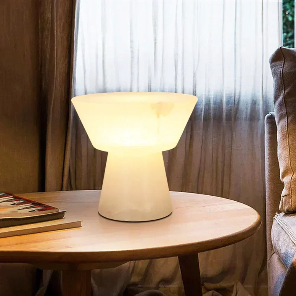 Conical Table Lamp in alabaster for Living Room by AUVIELIGHT