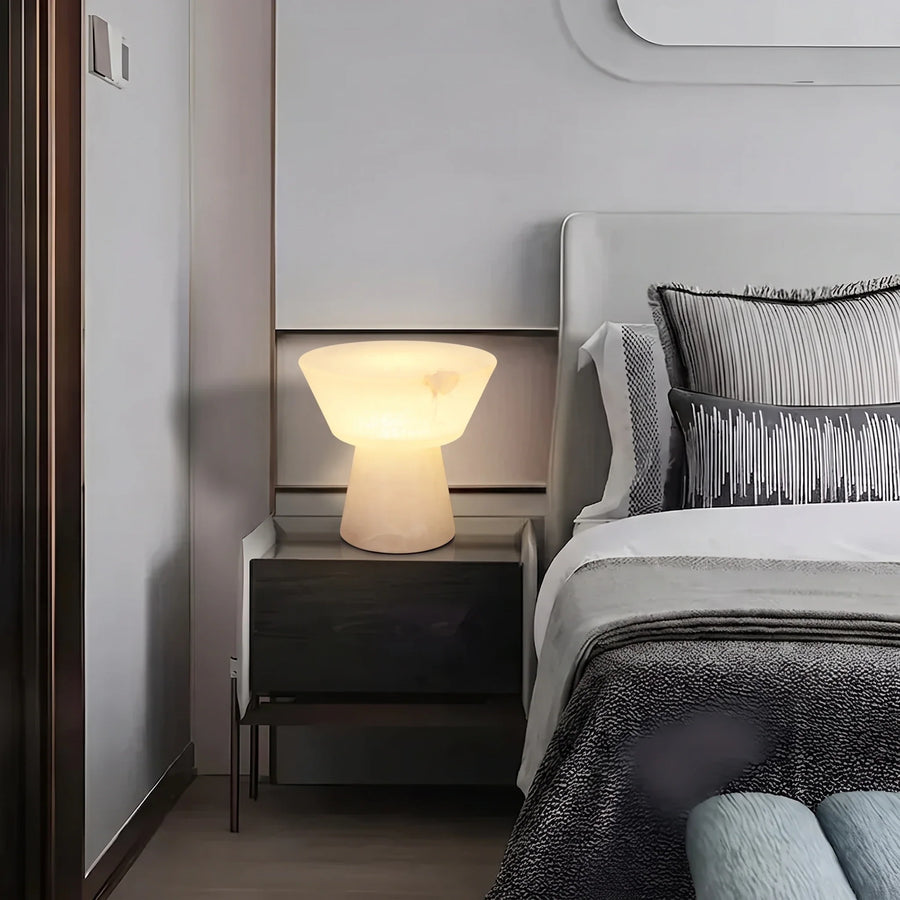 Conical Table Lamp in alabaster for Living Room by AUVIELIGHT