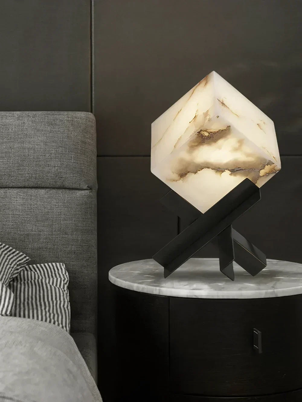 Modern Table Lamp in alabaster for Living Room by AUVIELIGHT