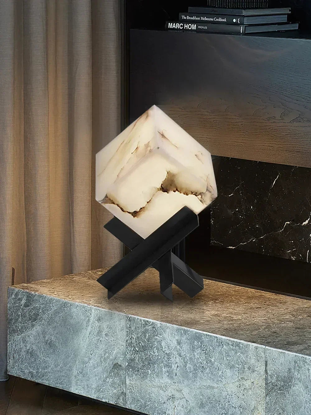 Modern Table Lamp in alabaster for Living Room by AUVIELIGHT