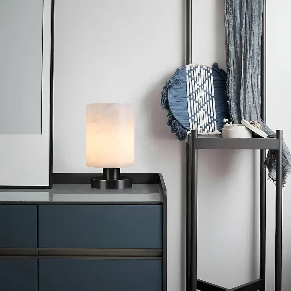 Cylinder Table Lamp in alabaster for Living Room by AUVIELIGHT