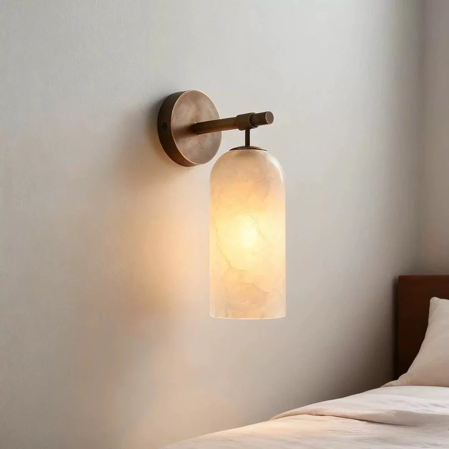Cylinder Wall Sconce in alabaster for Hallway by AUVIELIGHT