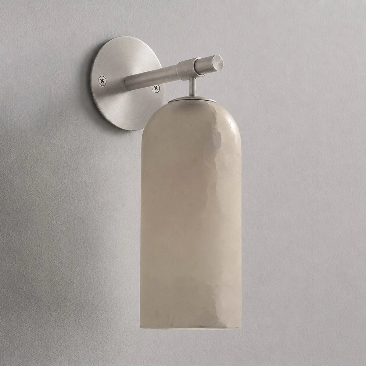 Cylinder Wall Sconce in alabaster for Hallway by AUVIELIGHT, Model B ∅3.9" x H 7.8" / Nickel & White