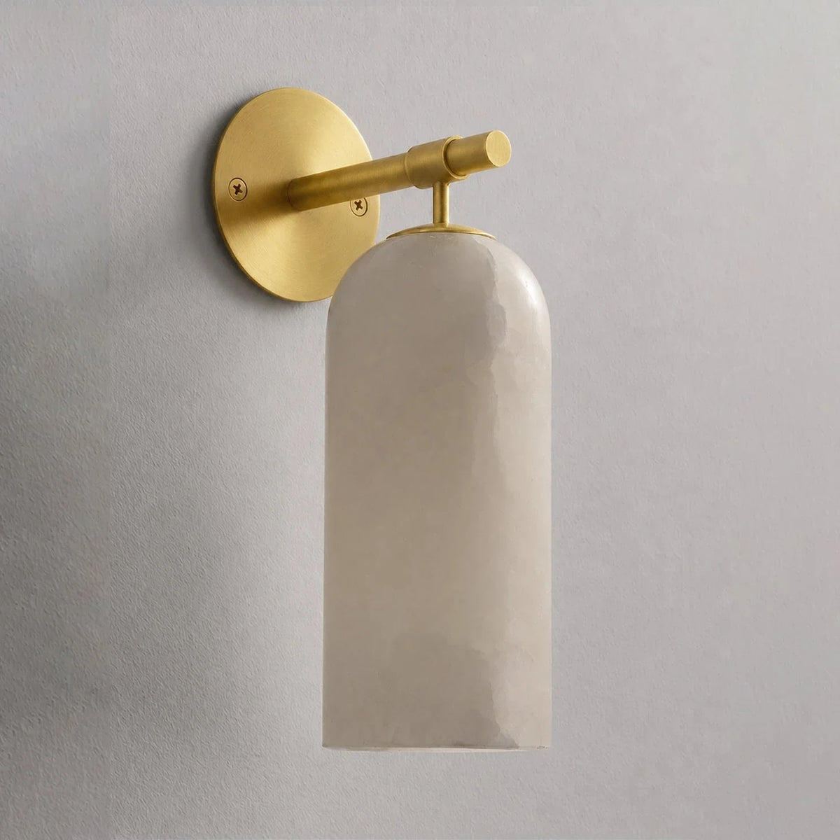 Cylinder Wall Sconce in alabaster for Hallway by AUVIELIGHT, Model B ∅3.9" x H 7.8" / Gold & White