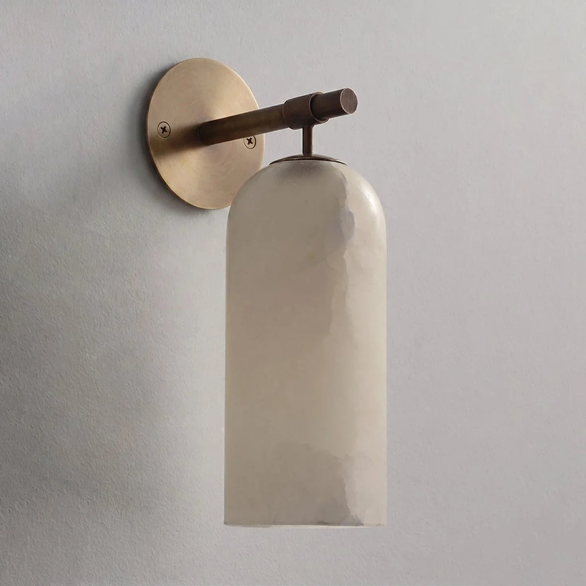 Cylinder Wall Sconce in alabaster for Hallway by AUVIELIGHT, Model B ∅3.9" x H 7.8" / Antique Bronze & White