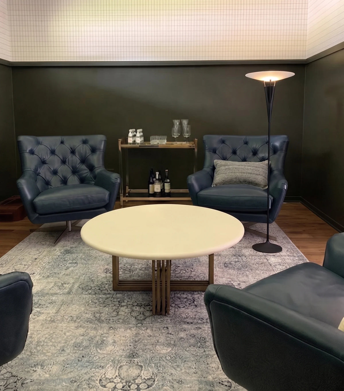 Standing Disc Floor Lamp in alabaster for Living Room by AUVIELIGHT