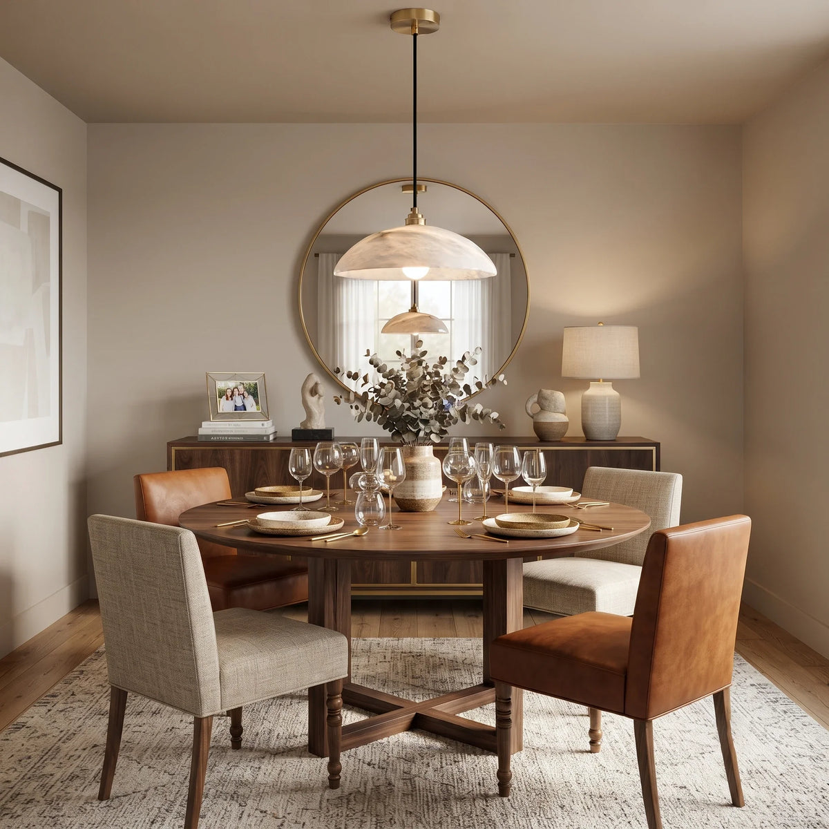 Dome Pendant Light in alabaster for Kitchen Island by AUVIELIGHT