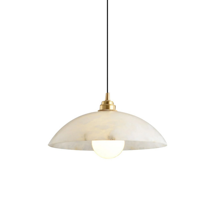 Dome Pendant Light in alabaster for Kitchen Island by AUVIELIGHT, D 40cm x H 8cm / ∅ 15.7″ x H 3.1″ / White