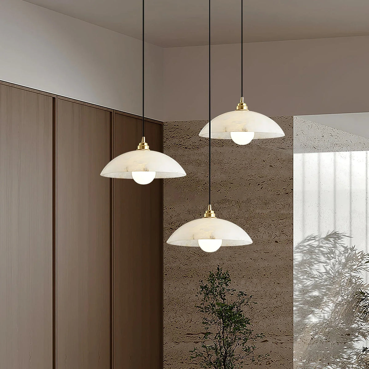 Dome Pendant Light in alabaster for Kitchen Island by AUVIELIGHT