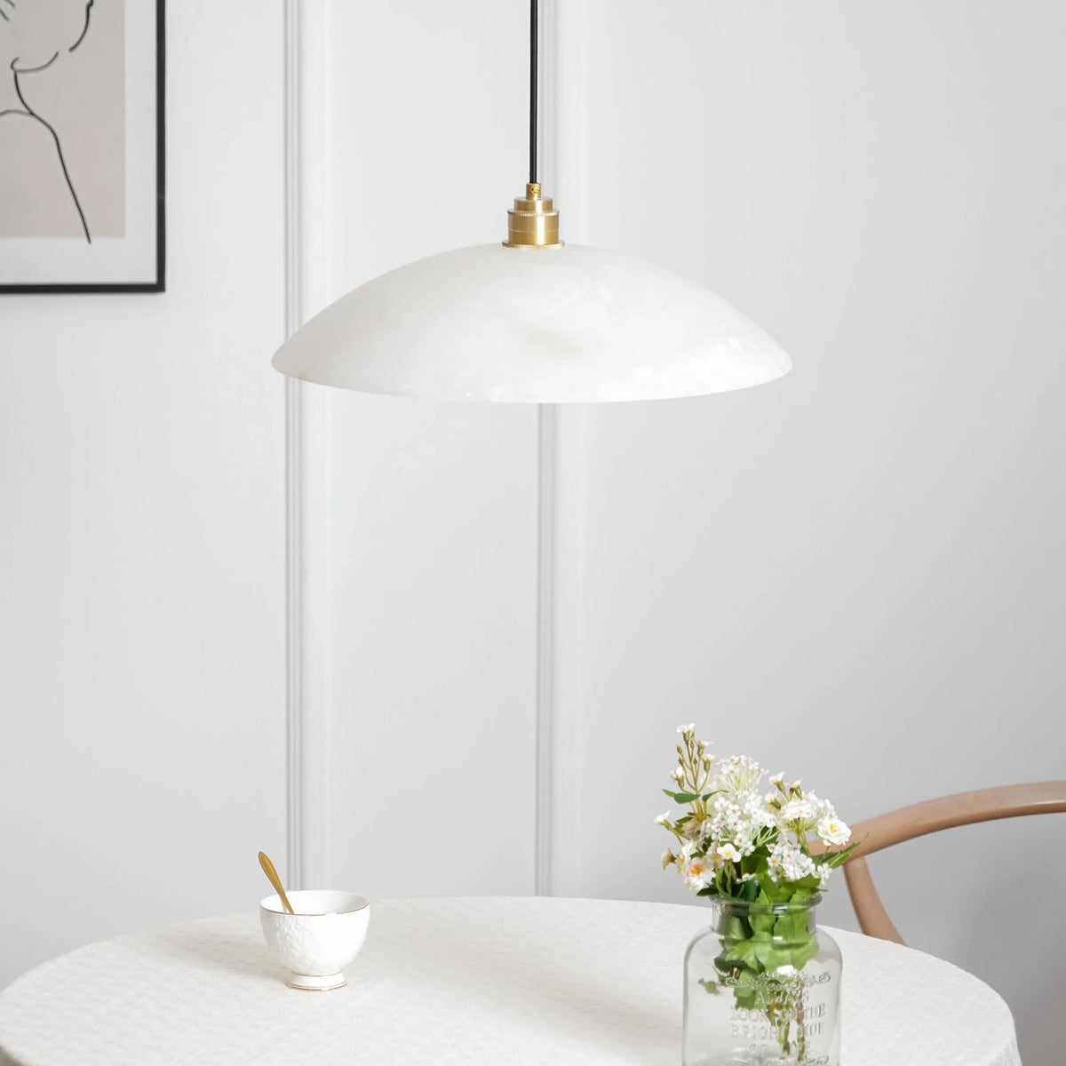 Dome Pendant Light in alabaster for Kitchen Island by AUVIELIGHT