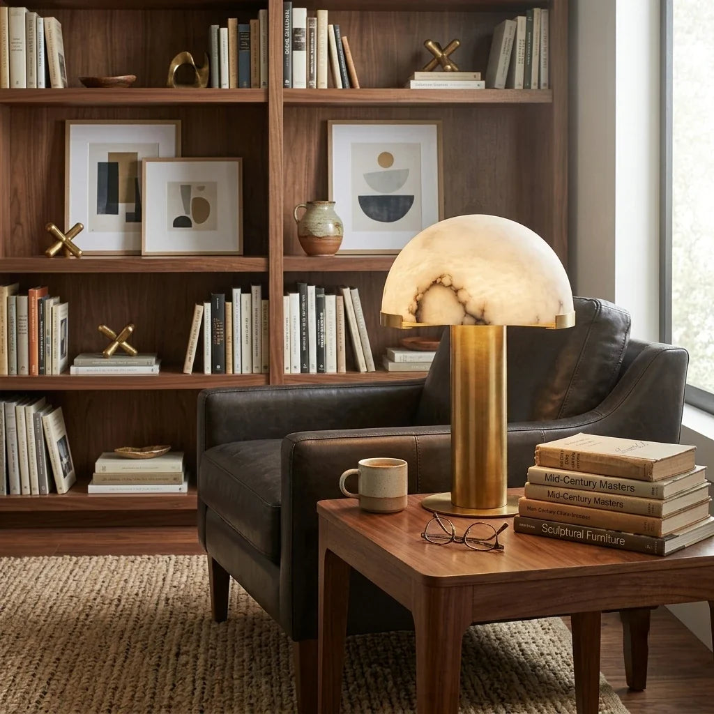 Dome Table Lamp in alabaster for Living Room by AUVIELIGHT