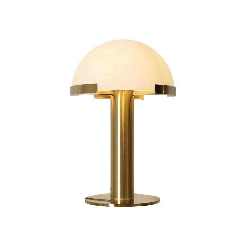 Dome Table Lamp in alabaster for Living Room by AUVIELIGHT, ∅ 11.8" x H 19.6" /Dia 30cm x H 50cm / Gold & White Glass / American plug and 3