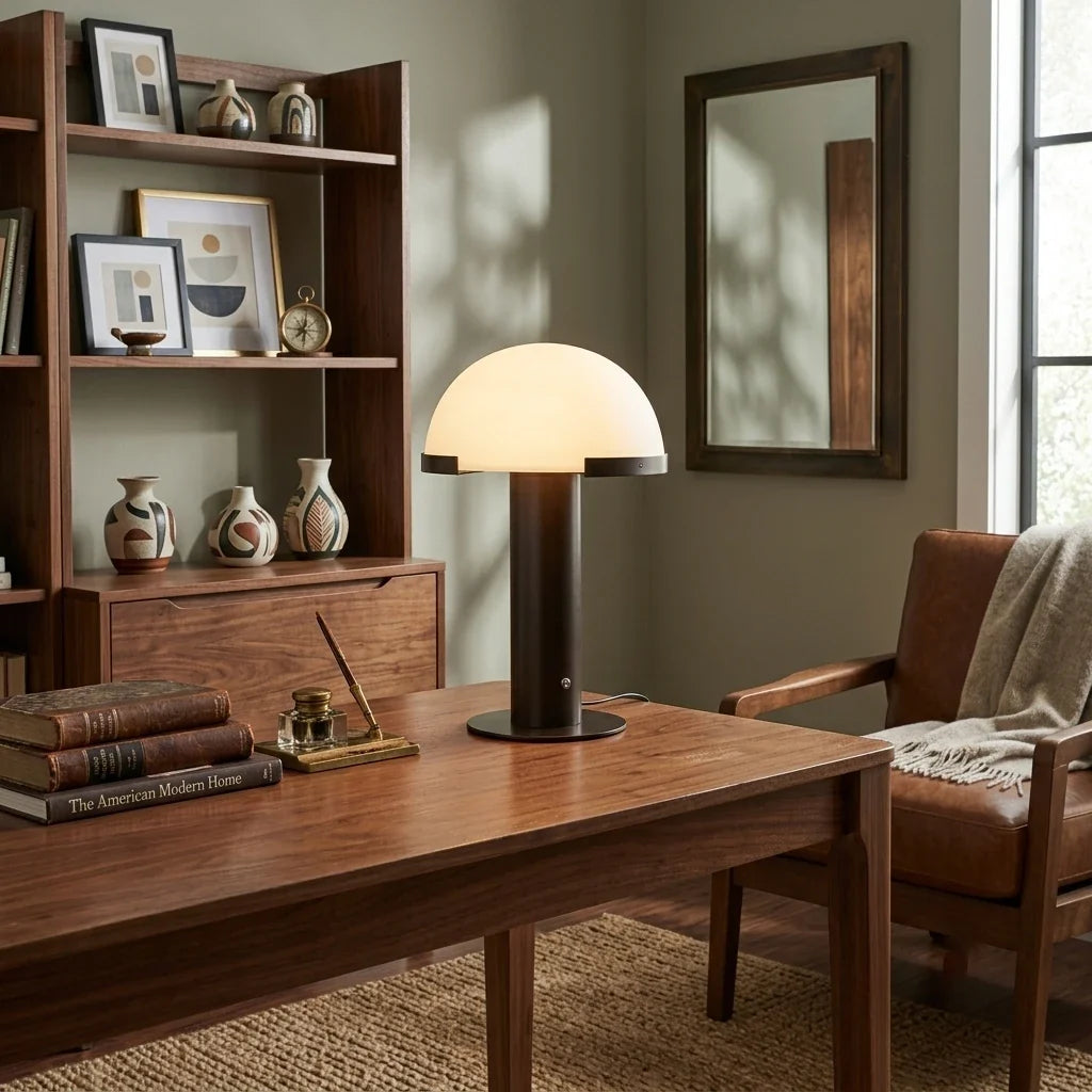 Dome Table Lamp in alabaster for Living Room by AUVIELIGHT