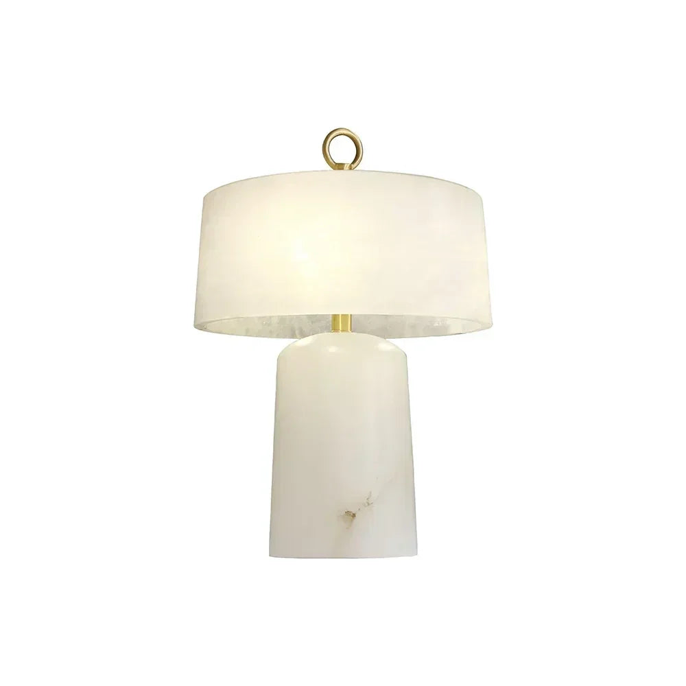 Drum Table Lamp in alabaster for Living Room by AUVIELIGHT