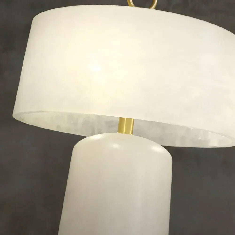 Drum Table Lamp in alabaster for Living Room by AUVIELIGHT