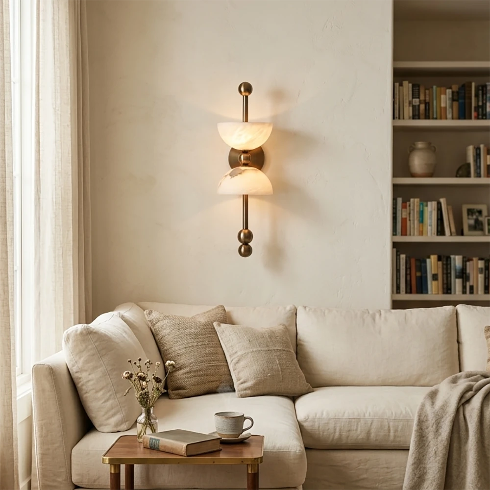 Dual Wall Sconce in alabaster for Hallway by AUVIELIGHT