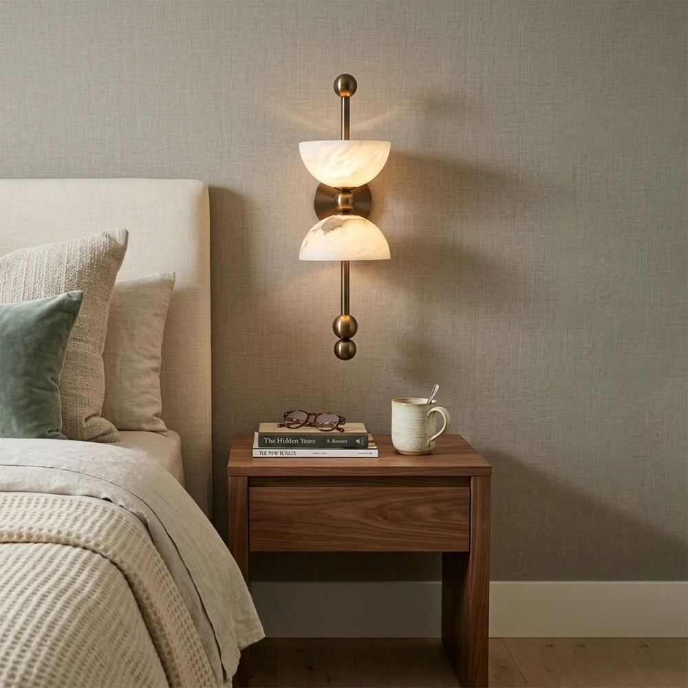 Dual Wall Sconce in alabaster for Hallway by AUVIELIGHT