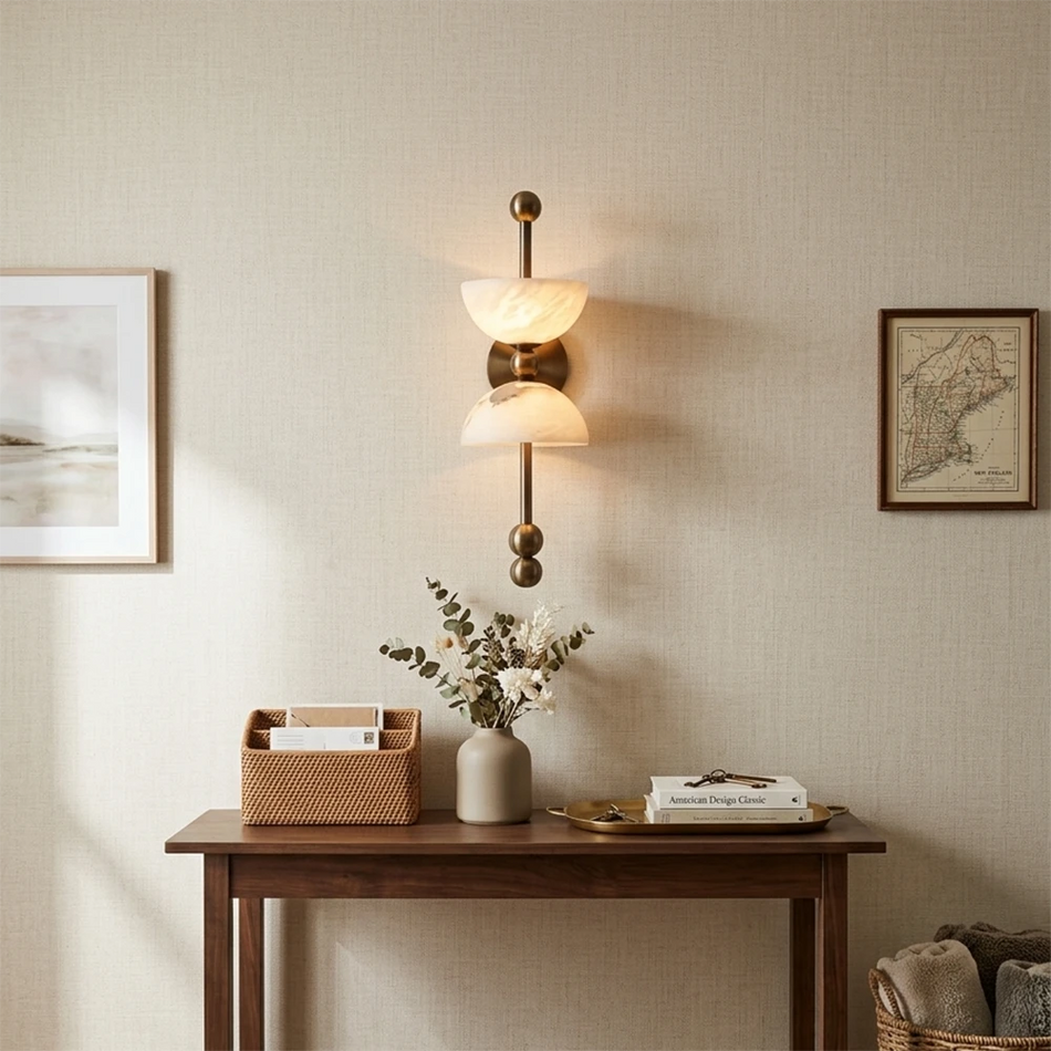 Dual Wall Sconce in alabaster for Hallway by AUVIELIGHT