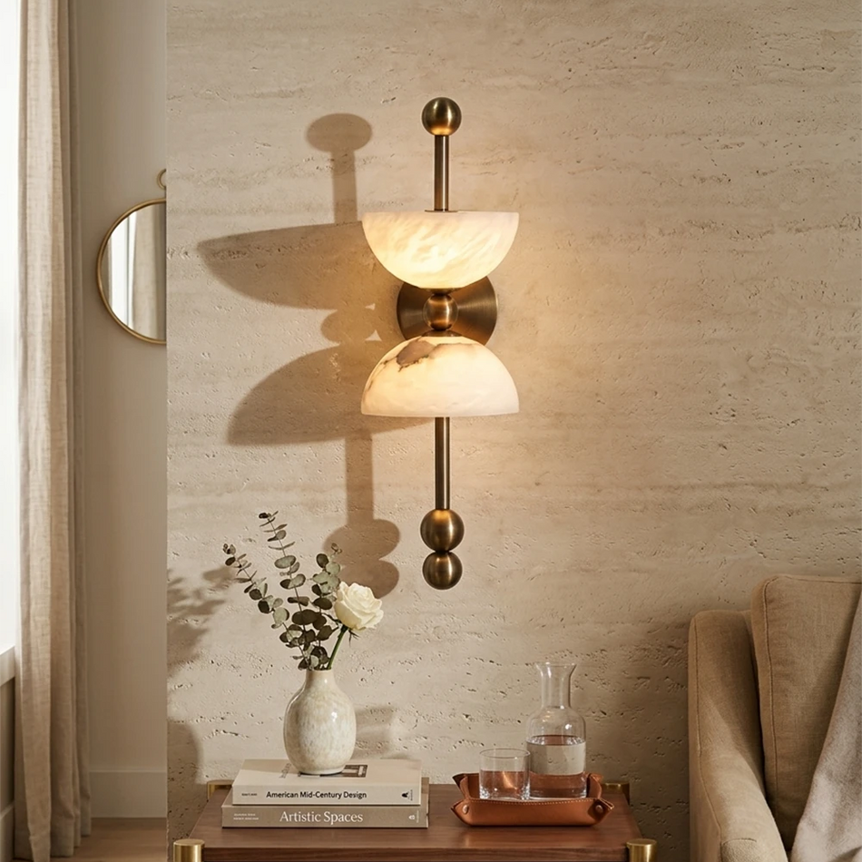 Dual Wall Sconce in alabaster for Hallway by AUVIELIGHT