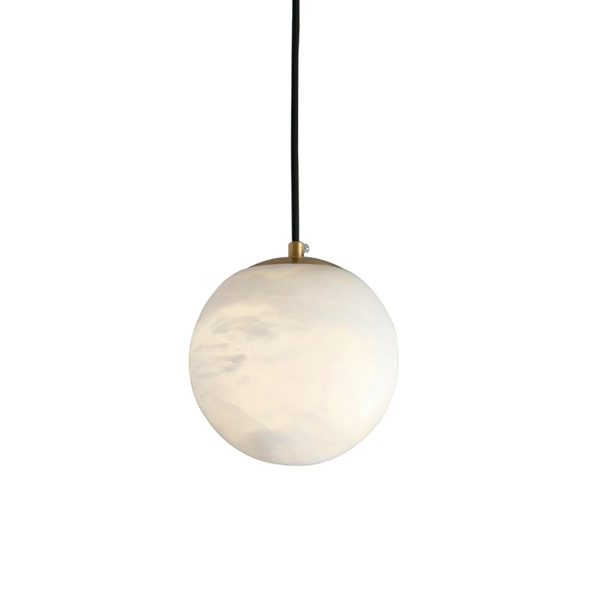 Globe Pendant Light in alabaster for Kitchen Island by AUVIELIGHT, D 15cm x H 15cm / ∅ 5.9″ x H 5.9″ / White / Hanging wire