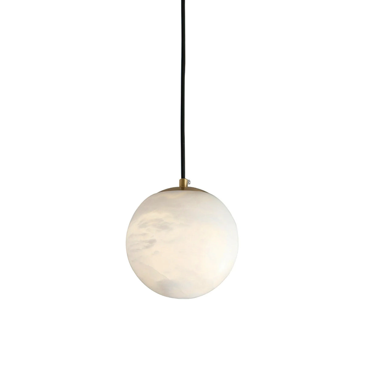 Globe Pendant Light in alabaster for Kitchen Island by AUVIELIGHT, D 10cm x H 10cm / ∅ 3.9″ x H 3.9″ / White / Hanging wire