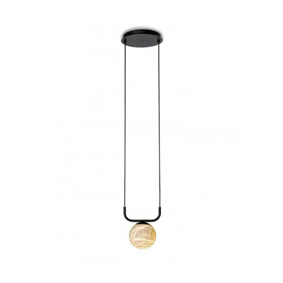 U-Bracket Globe Pendant Light in alabaster for Kitchen Island by AUVIELIGHT, 1 heads Dia 18cm x H 180cm / Dia 7″ x H 70.9″ / Black & White